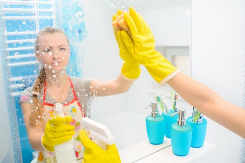 Professional window cleaner servicing Camden shopfront glass